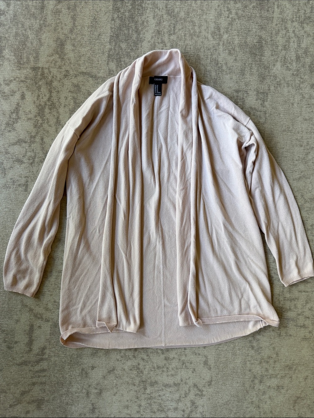 Forever 21 Lightweight Open-Front Cardigan in Blush Cream